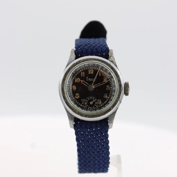 Vintage Liban 392 Date Pointer Men's Mechanical Wristwatch Chrome w Black Dial - Picture 1 of 4